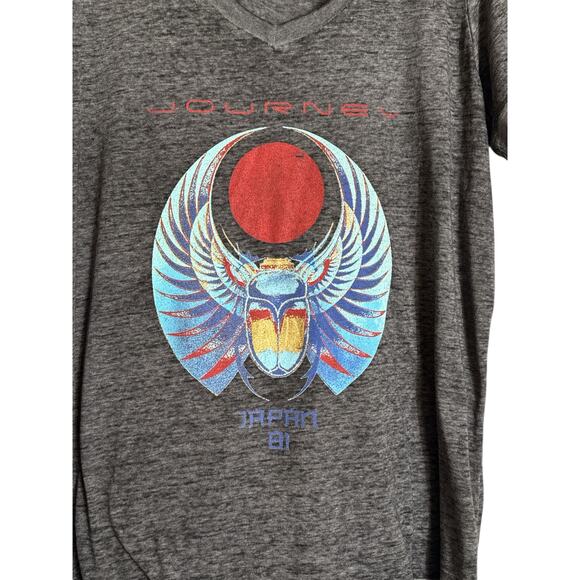 Journey Women's Graphic V Neck Japan 1981 Tour Pullover T-Shirt Size 2XL Black - Picture 4 of 6